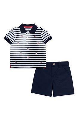 Little Me Baseball Polo & Shorts Set Blue at Nordstrom,