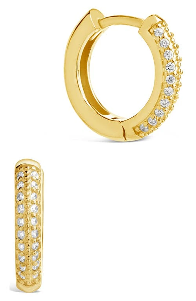 Sterling Forever Pavé Cubic Zirconia Huggie Hoop Earrings in Gold at Nordstrom