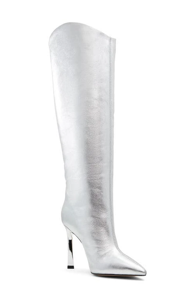 ALDO Devondra Pointed Toe Knee High Boot in Silver at Nordstrom, Size 8