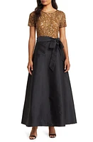 Pisarro Nights Beaded Bodice Mixed Media Gown at Nordstrom,