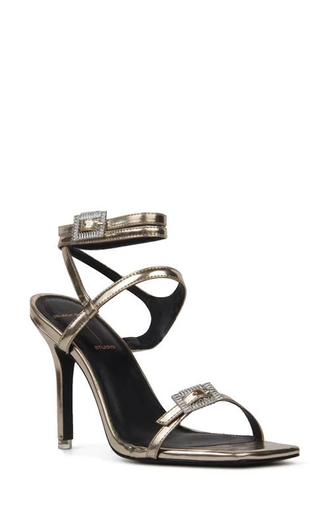 BLACK SUEDE STUDIO Venice Ankle Strap Sandal in Gold Mirror Metallic Leather at Nordstrom, Size 6Us