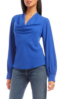 FIFTEEN TWENTY Cowl Neck Bishop Sleeve Top Cobalt at Nordstrom,