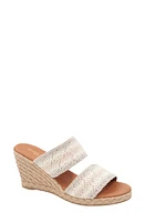 André Assous Nolita Espadrille Platform Wedge Slide Sandal Beige Linen at Nordstrom,