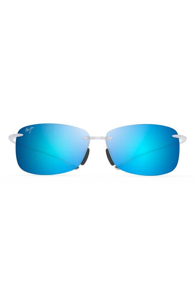 Maui Jim Akau 62mm PolarizedPlus2 Rimless Rectangular Sunglasses in Matte Crystal/Blue Hawaii at Nordstrom