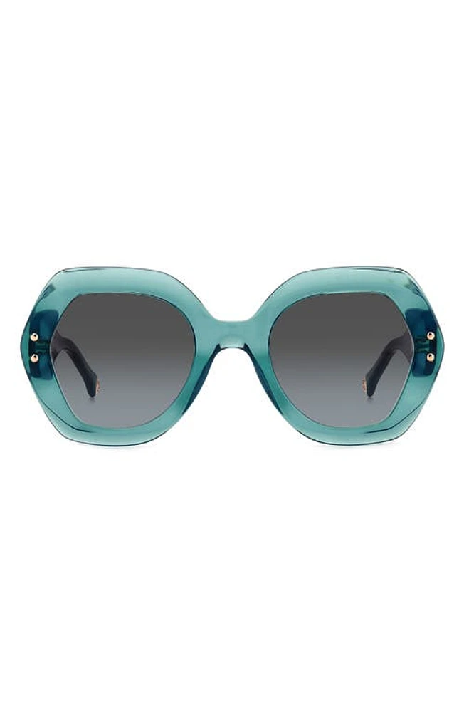 Carolina Herrera 52mm Square Sunglasses in Teal Havana at Nordstrom