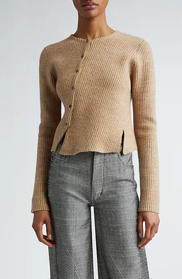 Eckhaus Latta Starling Wool Blend Rib Cardigan Lentil at Nordstrom,