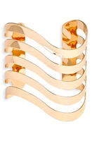 Open Edit Wavy Layered Cuff Bracelet in Gold at Nordstrom