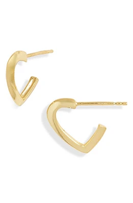 Argento Vivo Sterling Silver Mini Heart Hoop Earrings in Gold at Nordstrom