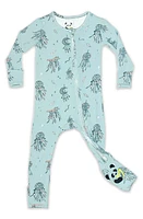 Bellabu Bear Kids' Fitted One-Piece Convertible Pajamas in Blue at Nordstrom, Size Newborn