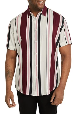 Johnny Bigg Paloma Stripe Short Sleeve Button-Up Shirt Pink at Nordstrom,