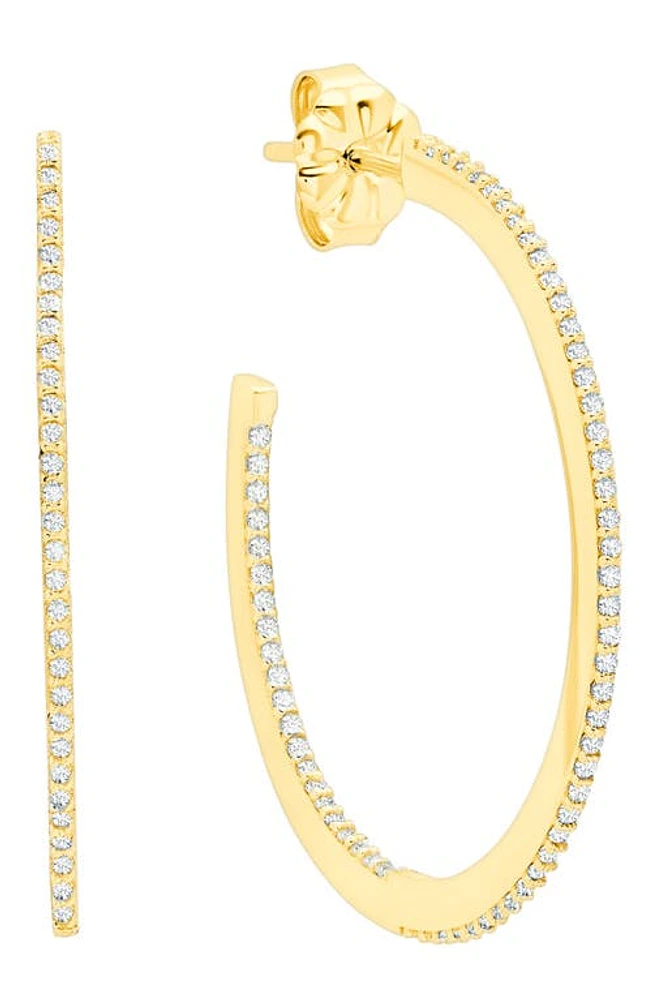 Crislu Cubic Zirconia Inside Out Hoop Earrings in 18Kt Yellow Gold at Nordstrom