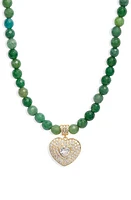 VIDAKUSH Smooth Jade Royal Heart Pendant Necklace in Green/Gold at Nordstrom, Size 16