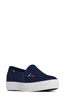 Keds x Rifle Paper Co. Deck Platform Slip-On Shoe Navy Canvas at Nordstrom,