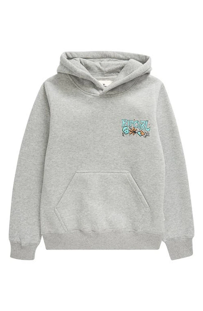 Rip Curl Kids' Shred Fleece Graphic Hoodie Grey Marle at Nordstrom,