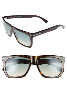 TOM FORD Morgan 57mm Sunglasses in Dark Havana /Gradient Blue at Nordstrom