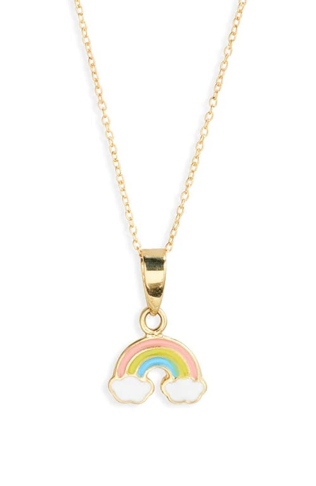 Bony Levy Kids' 14K Gold Rainbow Pendant Necklace in 14K Yellow Gold at Nordstrom, Size 15