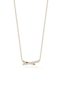 Dana Rebecca Designs Pavé Diamond X Bar Necklace in Yellow Gold at Nordstrom, Size 16