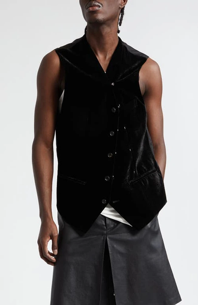 TAKAHIROMIYASHITA TheSoloist. Right-Left Silk & Cotton Velvet Vest Black at Nordstrom,