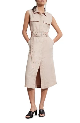 & Other Stories Sleeveless Linen Shirtdress Beige Dusty Light at Nordstrom,