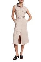 & Other Stories Sleeveless Linen Shirtdress Beige Dusty Light at Nordstrom,