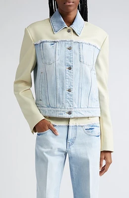 Stella McCartney Two-Tone Mixed Media Denim Jacket 4221 - Light Blue Mix Fabric at Nordstrom,