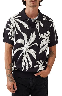 Rodd & Gunn Anatori Palm Tree Jacquard Cotton Sweater Polo Noir at Nordstrom,