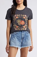 Lucky Brand Floral Embroidered Graphic T-Shirt in Charcoal Heather Grey at Nordstrom, Size X-Small