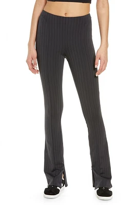 Alo Zip It Pinstripe High Waist Cuff Flare Leggings Anthracite/Black at Nordstrom,