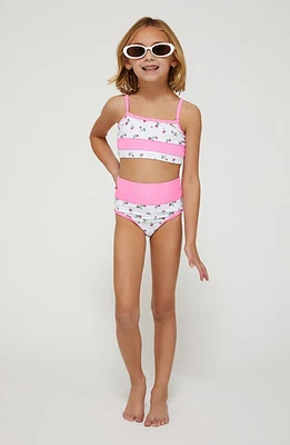 Beach Riot Kids' Floral Rib Two-Piece Swimsuit Peony Blossom Colorblock at Nordstrom,