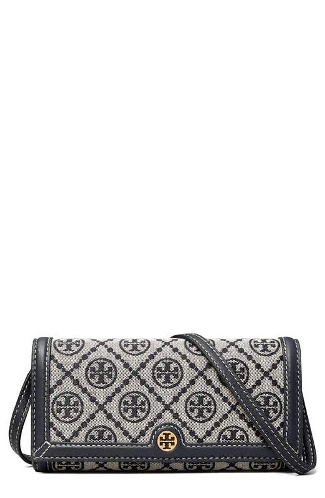 Tory Burch T Monogram Jacquard Wallet Crossbody in Tory Navy at Nordstrom