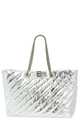 Balenciaga Large Crush Quilted Calfskin Tote in Silver at Nordstrom