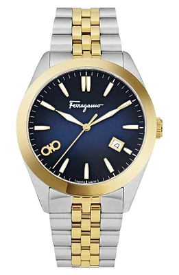 FERRAGAMO Classic Bracelet Watch, 42mm in Two Tone Gold/Silver at Nordstrom