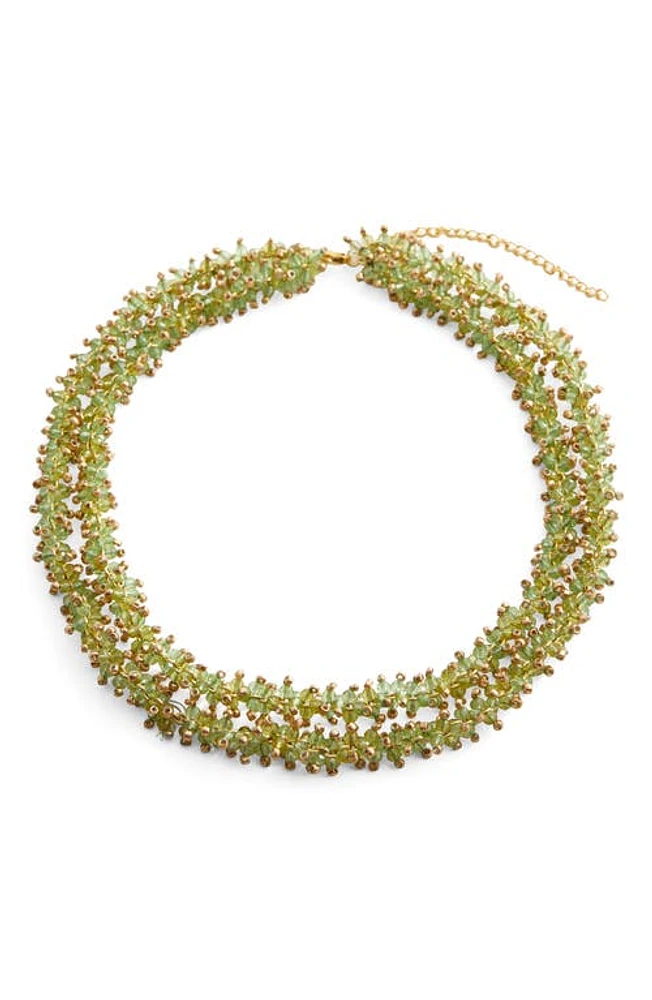 MANGO Beaded Crystal Necklace in Gold at Nordstrom