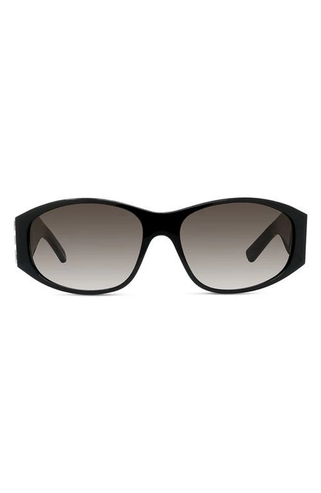 Givenchy 4G Gradient Round Sunglasses in Shiny Black /Gradient Smoke at Nordstrom