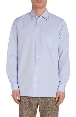 Golden Goose Journey Embroidered Pocket Cotton Poplin Button-Up Light Tempest at Nordstrom,