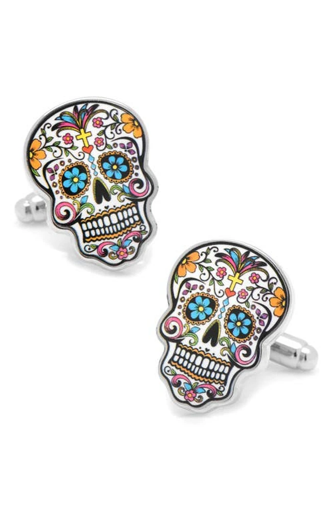 Cufflinks, Inc. 'Day of the Dead' Cuff Links in Silver/Black/Pink at Nordstrom