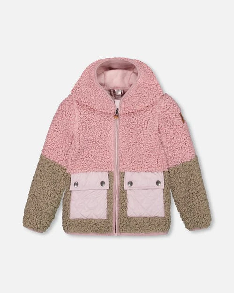 Deux Par Deux Baby Girl's fuzzy fleece Jacket Silver Pink at Nordstrom, Size 12M