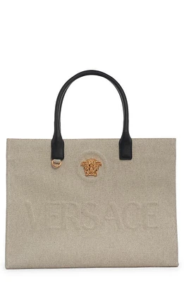 Versace La Medusa Canvas Tote in Rope Black-Versace Gold at Nordstrom