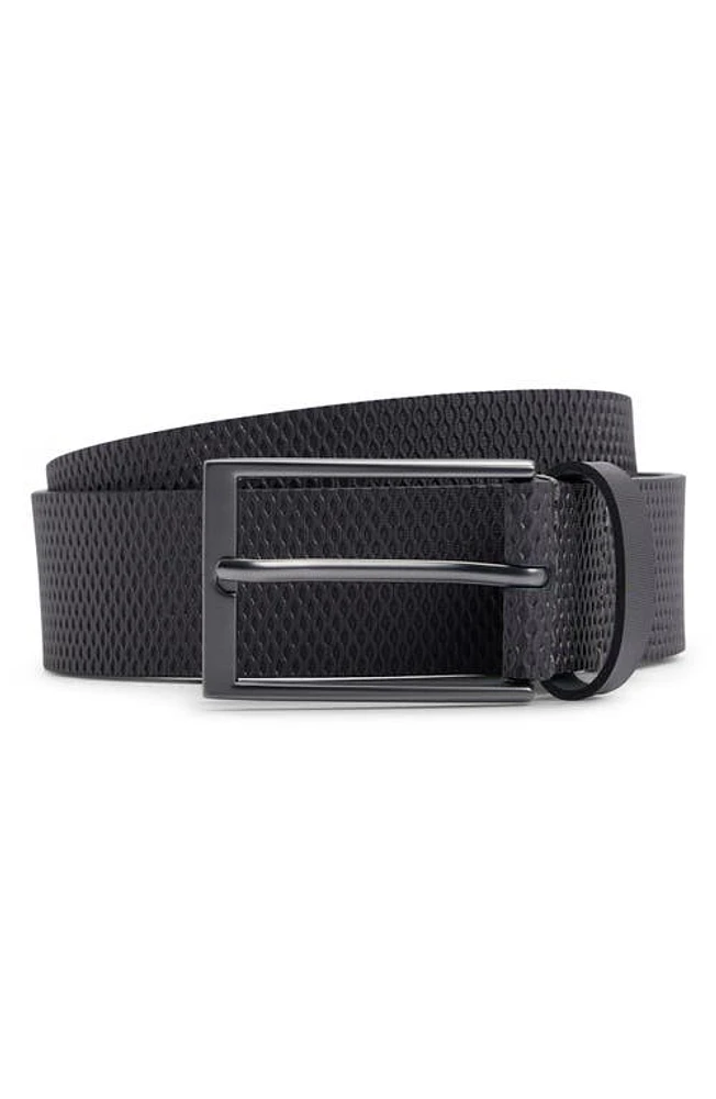 BOSS Tino Textured Leather Belt Dark Grey at Nordstrom,