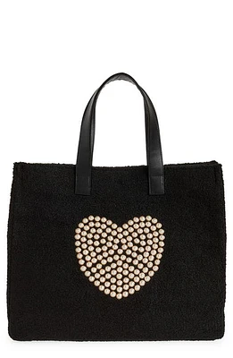 btb Los Angeles Heart Teddy Tote in Black at Nordstrom