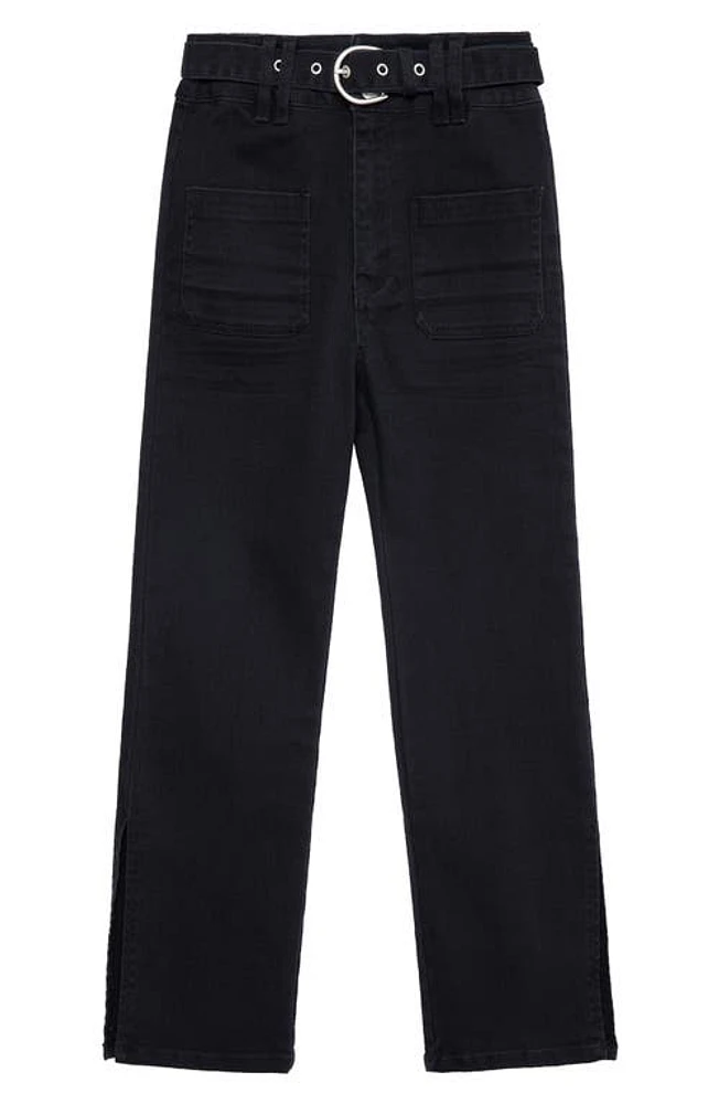 Habitual Kids Kids' Belted Side Slit Flare Jeans in Black at Nordstrom, Size 16