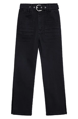 Habitual Kids Kids' Belted Side Slit Flare Jeans in Black at Nordstrom, Size 16