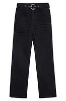 Habitual Kids Kids' Belted Side Slit Flare Jeans in Black at Nordstrom, Size 16