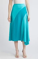 Ted Baker London Bolsena Side Drape Satin Midi Skirt Bright Green at Nordstrom,