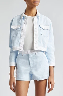 L'AGENCE Koda Colorblock Crop Jacket Ice Water at Nordstrom,