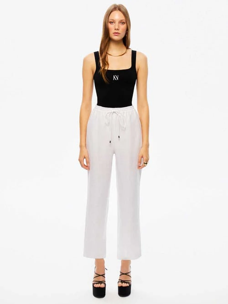 Nocturne Wide Leg Linen Pants in Ivory at Nordstrom