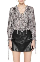 Rebecca Minkoff Rosalie Snakeskin Print Long Sleeve Top Python at Nordstrom,