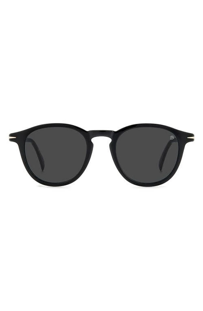 David Beckham Eyewear 49mm Round Sunglasses in Black Gold at Nordstrom