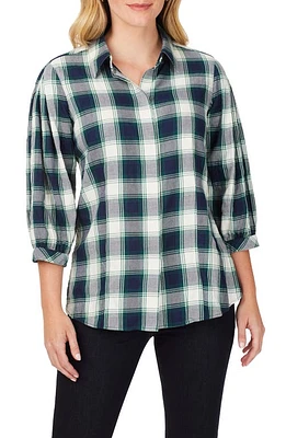 Foxcroft Sophie Cotton Blend Button-Up Plaid Shirt Navy Multi at Nordstrom,