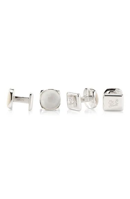 Cufflinks, Inc. Set of 4 Sterling Silver & Mother-of-Pearl Studs in White at Nordstrom